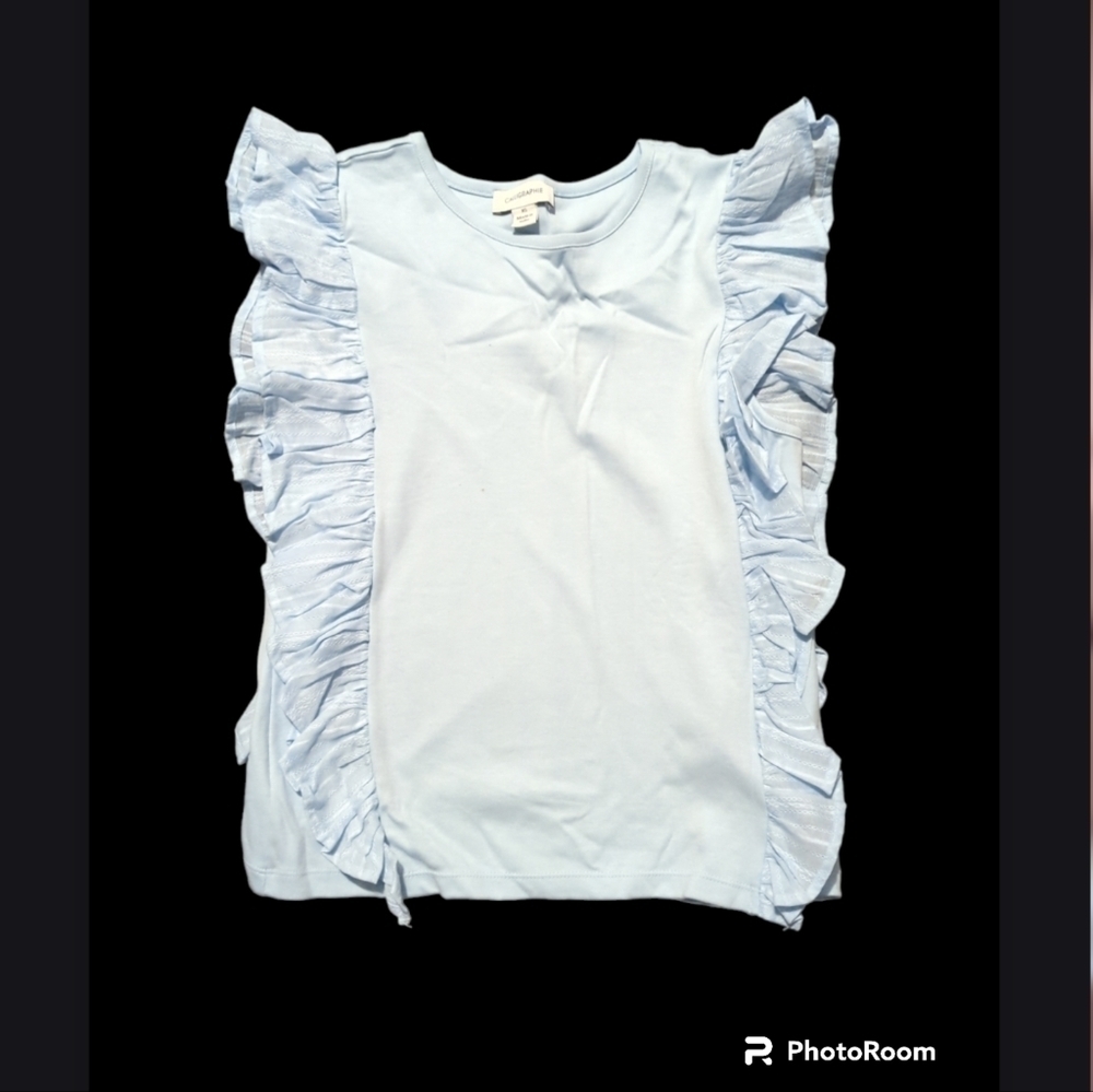 Beautiful baby blue ruffle sleeve top new without tags.